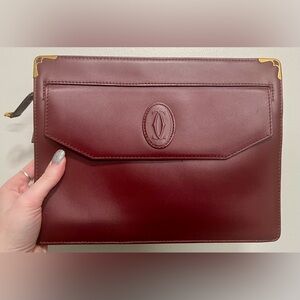 Vintage Cartier Bordeaux Mastline Clutch with Authenticity Card